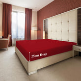 Extra Deep Fitted Bed Sheets Single, Double, King Sizes Red 25cm